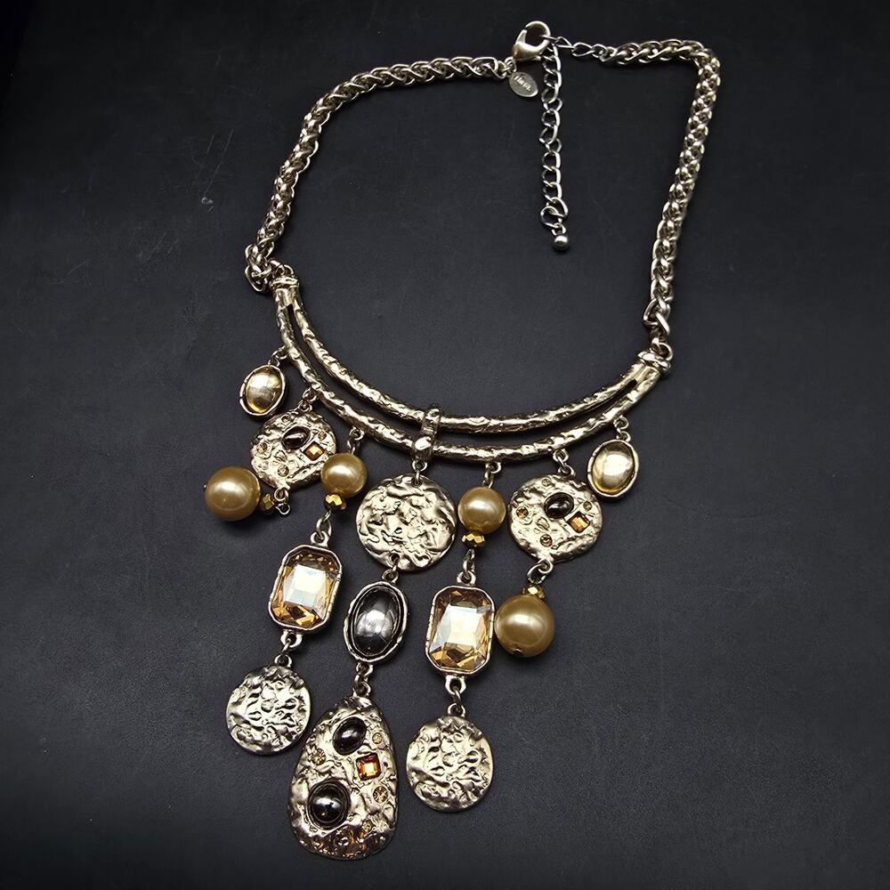 Chico's Charm Pendant Necklace Bib Style Costume Jewelry - Picture 6 of 8